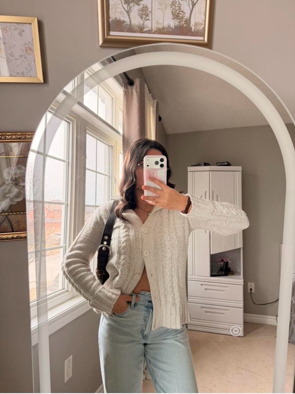 Carolyn Taylor Cream Cable Knit Button-Up Cardigan